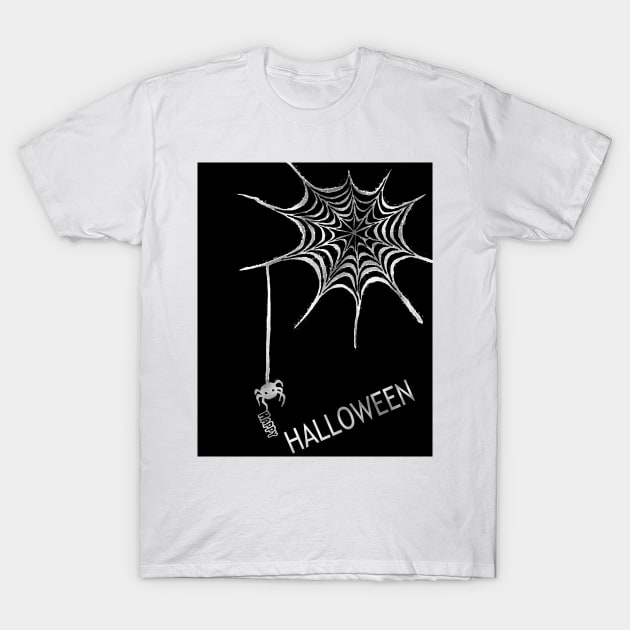 Silver Spider Happy Halloween T-Shirt by TheOtherArt